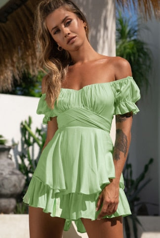 2024 New Jumpsuit Solid Color Casual Summer Women's Short Pants green