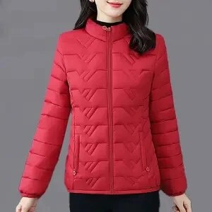 2024 Nnew Autumn Winterr Parkas Warm Down Cotton Jacket Female Slim Thin Coat Women Middle-Aged Mom Short Padded Clothing G3083 Red