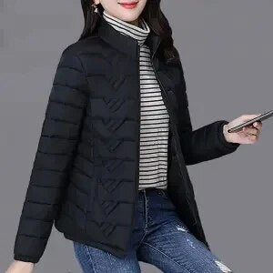 2024 Nnew Autumn Winterr Parkas Warm Down Cotton Jacket Female Slim Thin Coat Women Middle-Aged Mom Short Padded Clothing G3083 Black