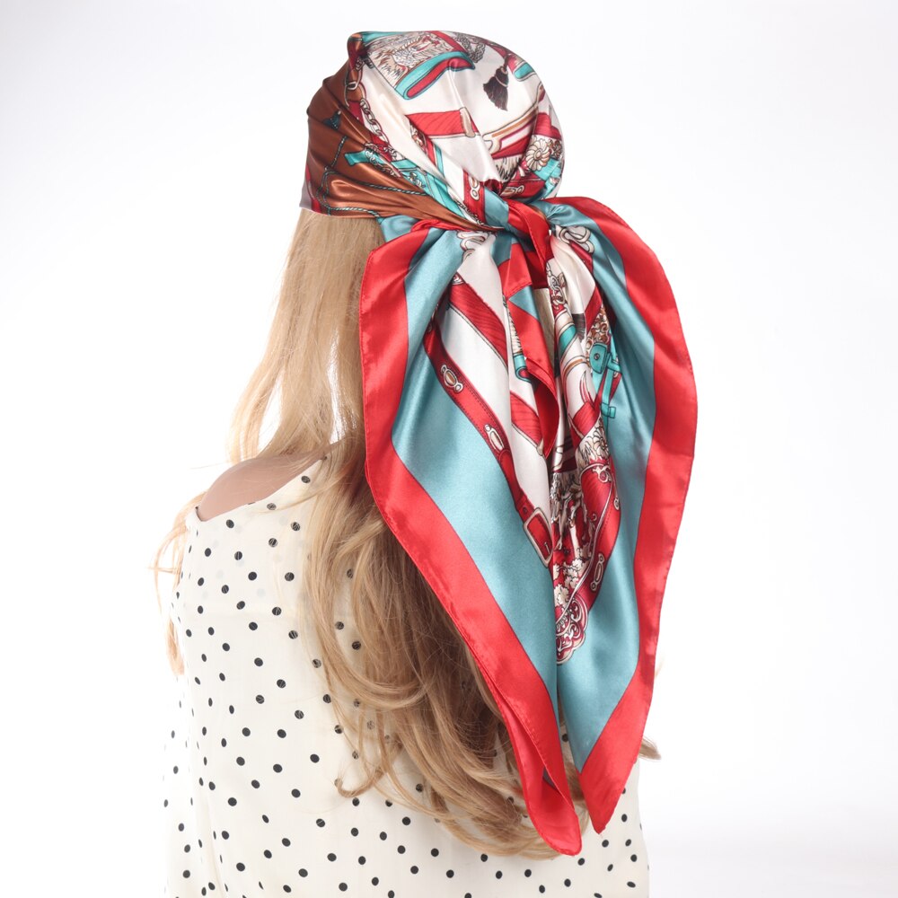 2024 Silk Scarves Luxury Brand Spring Summer Women Head/Hair Scarf 90X90cm Fashion Hijab Bandana Cheveux Foulard Femme BK50-26 90X90CM