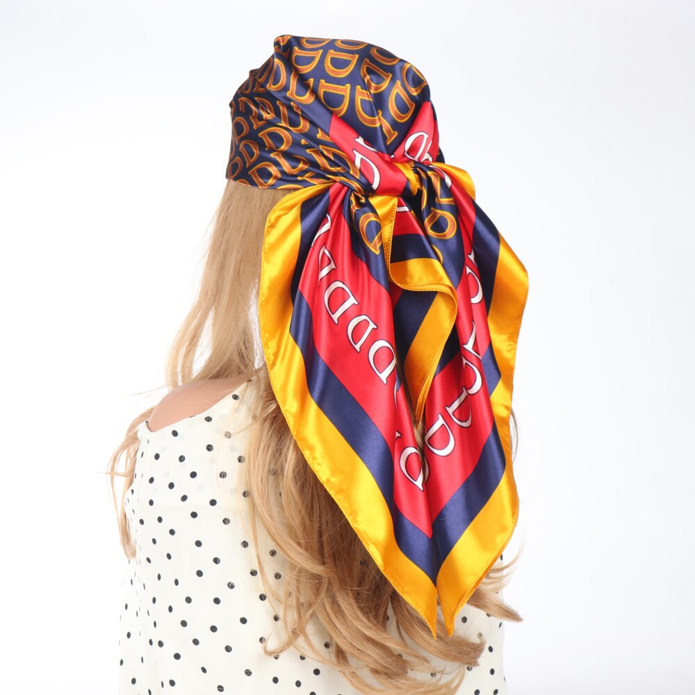 2024 Silk Scarves Luxury Brand Spring Summer Women Head/Hair Scarf 90X90cm Fashion Hijab Bandana Cheveux Foulard Femme BK50-11 90X90CM