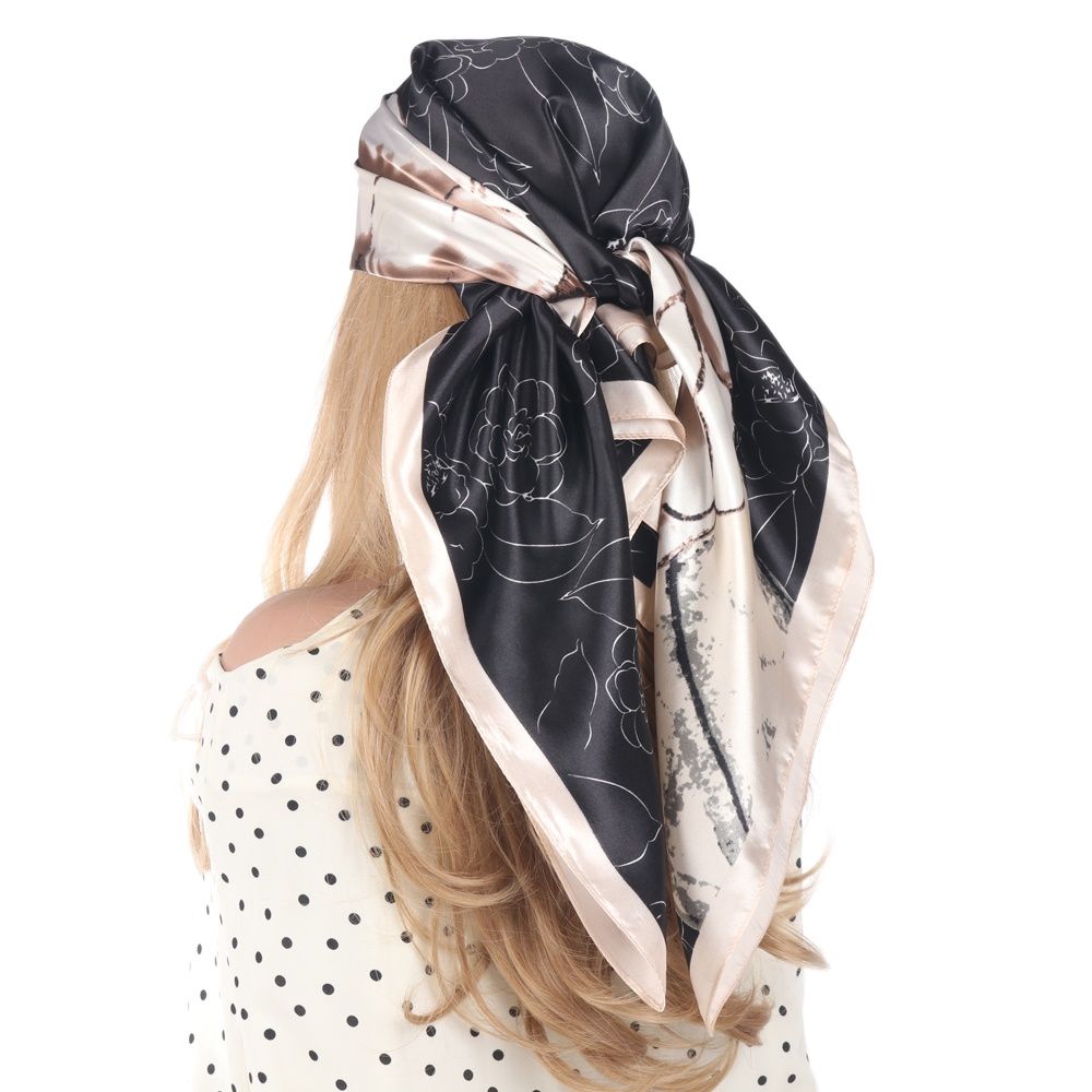 2024 Silk Scarves Luxury Brand Spring Summer Women Head/Hair Scarf 90X90cm Fashion Hijab Bandana Cheveux Foulard Femme