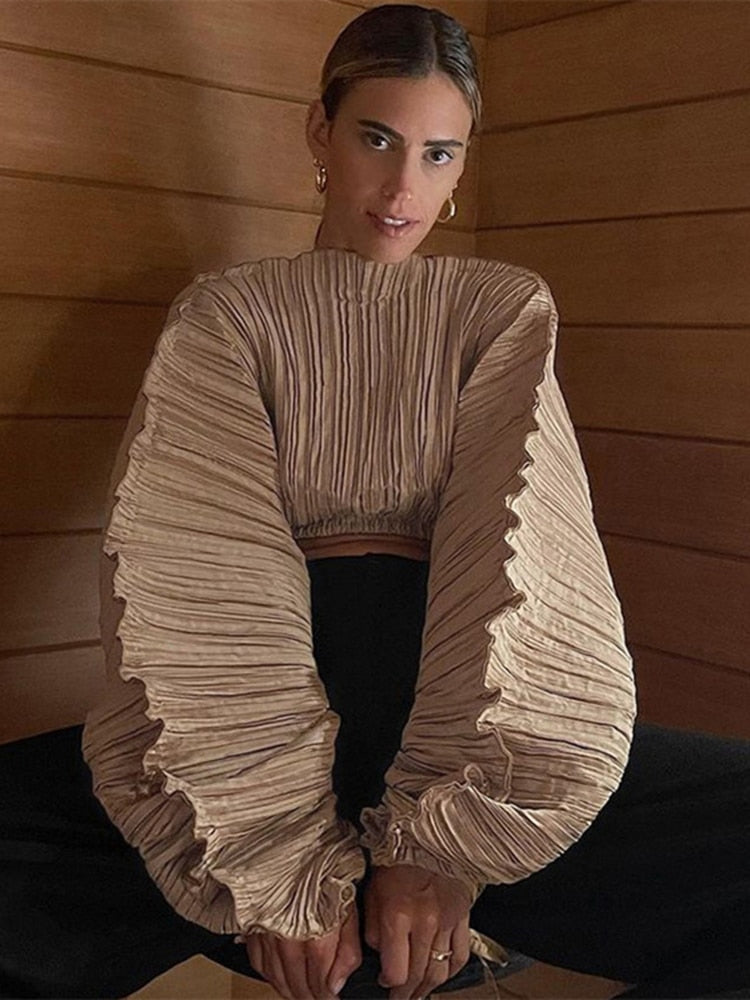 2024 Spring Loose Soild Crop Tops For Women Long Sleeve Fashion Sweatshirts Female Sexy Black Green Casual T Shirts Sweatshirts Khaki SHANGYI 23