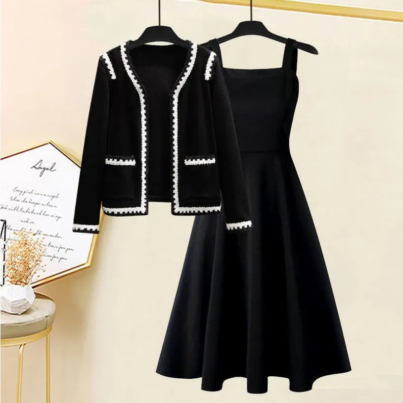 2024 Spring/Summer Korean Edition Skirt Women's New Fashion Versatile Style Top Coat Casual Slim Skirt Two Piece Set