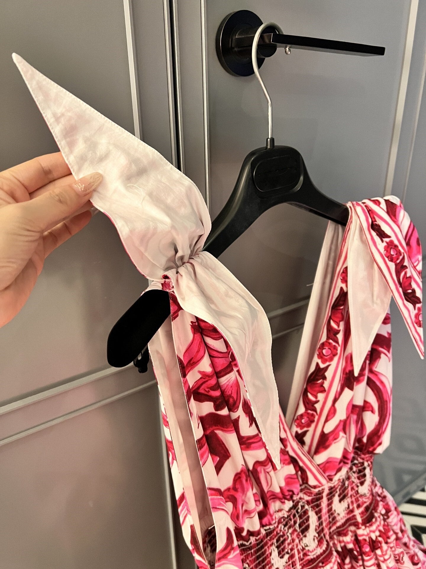 2024 Summer Cotton Print Deep V-Neck Sleeveless Strap A-line Waist Wrap Large Hem Long Dress woman maxi skirt