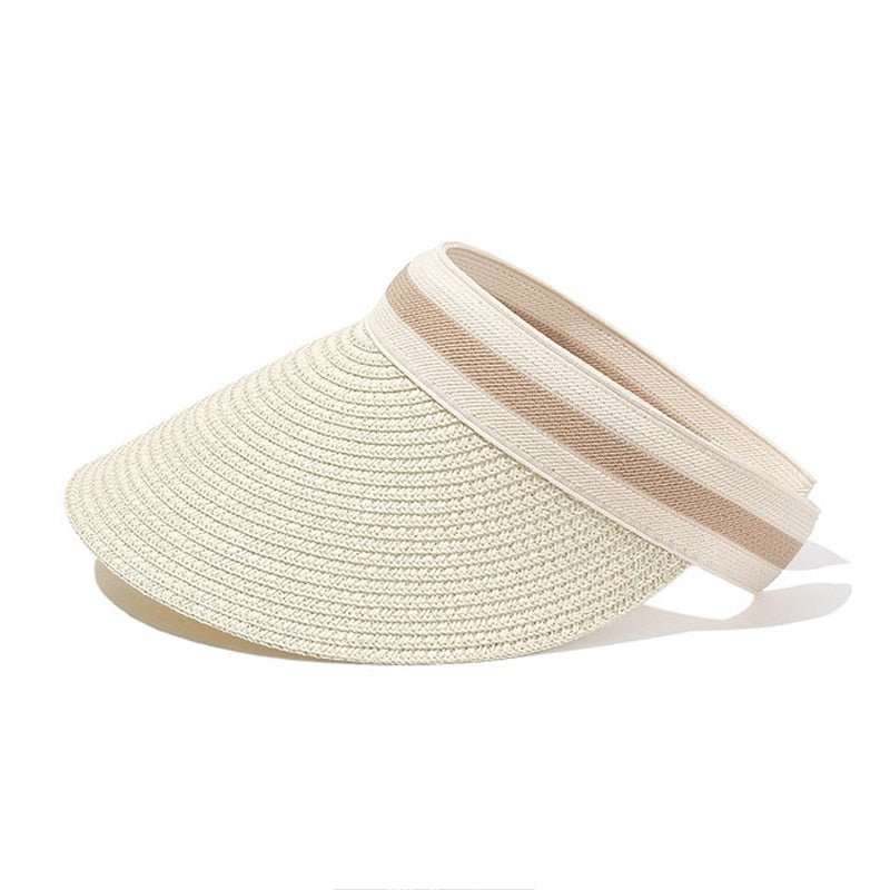 2024 Summer Empty Top Sun Hat - Female Outdoor Visor Cap Casual Shade Hat Straw Wide Large Brim Beach Sunhat Lady Style 2