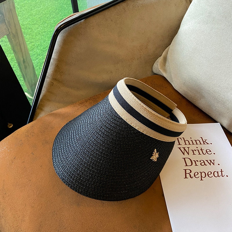 2024 Summer Empty Top Sun Hat - Female Outdoor Visor Cap Casual Shade Hat Straw Wide Large Brim Beach Sunhat Lady JH0630-Style 2