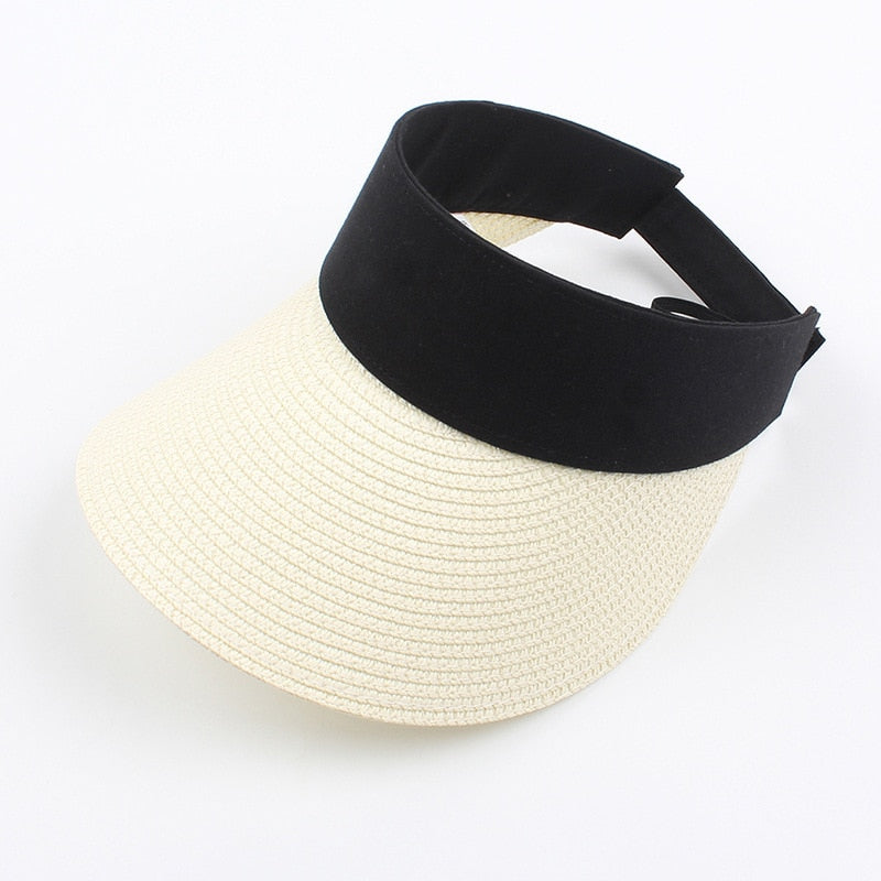 2024 Summer Empty Top Sun Hat - Female Outdoor Visor Cap Casual Shade Hat Straw Wide Large Brim Beach Sunhat Lady Style 8