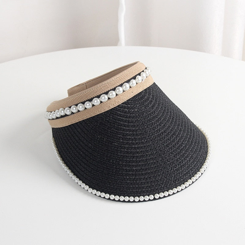 2024 Summer Empty Top Sun Hat - Female Outdoor Visor Cap Casual Shade Hat Straw Wide Large Brim Beach Sunhat Lady Style 15