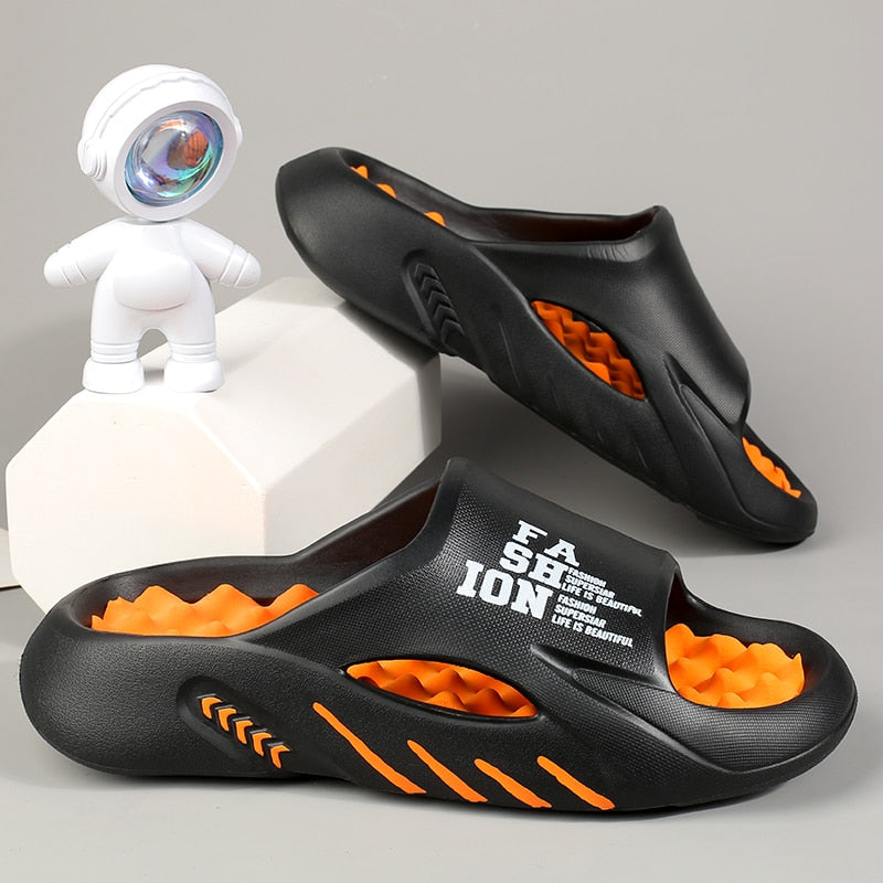 2024 Summer Men Massage Slippers Sides Indoor Outdoor Sandals Beach Casual Shoes Soft Sole Slides Men Flip-flops Men's Sandals AMAIO