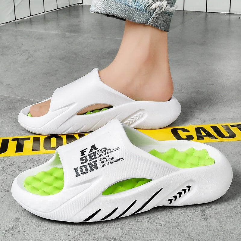2024 Summer Men Massage Slippers Sides Indoor Outdoor Sandals Beach Casual Shoes Soft Sole Slides Men Flip-flops Men's Sandals AMAIO