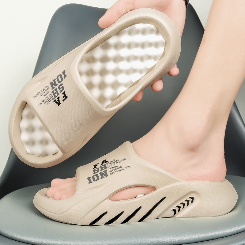 2024 Summer Men Massage Slippers Sides Indoor Outdoor Sandals Beach Casual Shoes Soft Sole Slides Men Flip-flops Men's Sandals AMAIO