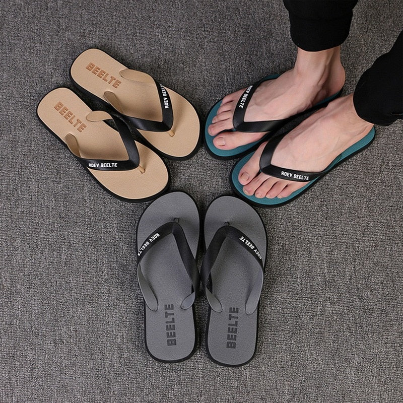 2024 Summer Slippers Men Flip Flops Beach Sandals Non-slip Casual Flat Shoes Slippers Indoor House Shoes for Men Outdoor Slides