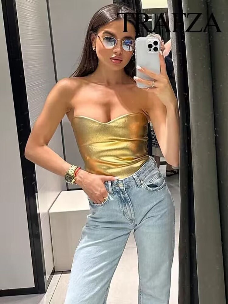 2024 Summer Women New Fashion Solid Backless Zipper Sexy Tank Tops Woman Sleeveless Female Chic Corset Camis Streetwear