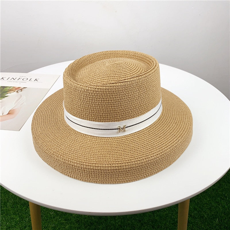 2024 Summer hat new female sun hat folding beach hat big brim travel sunscreen Hepburn wind sun hat travel 11 55-58CM