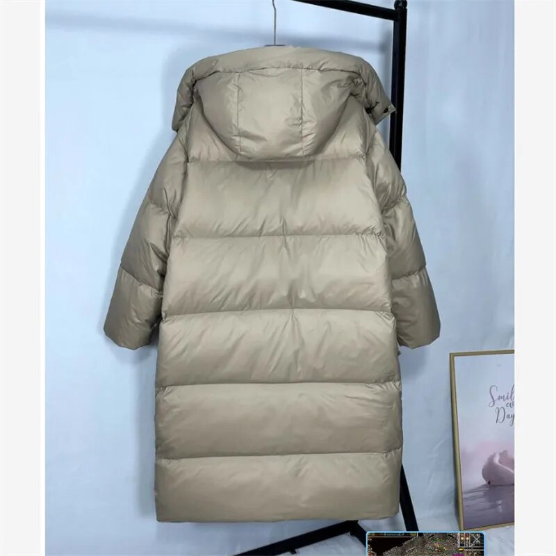 2024 Winter New Long Down Padded Jacket Women Parkas Fashion Thick Warm Cotton Clothes Female Outerwear Loose Overcoat Tide W013
