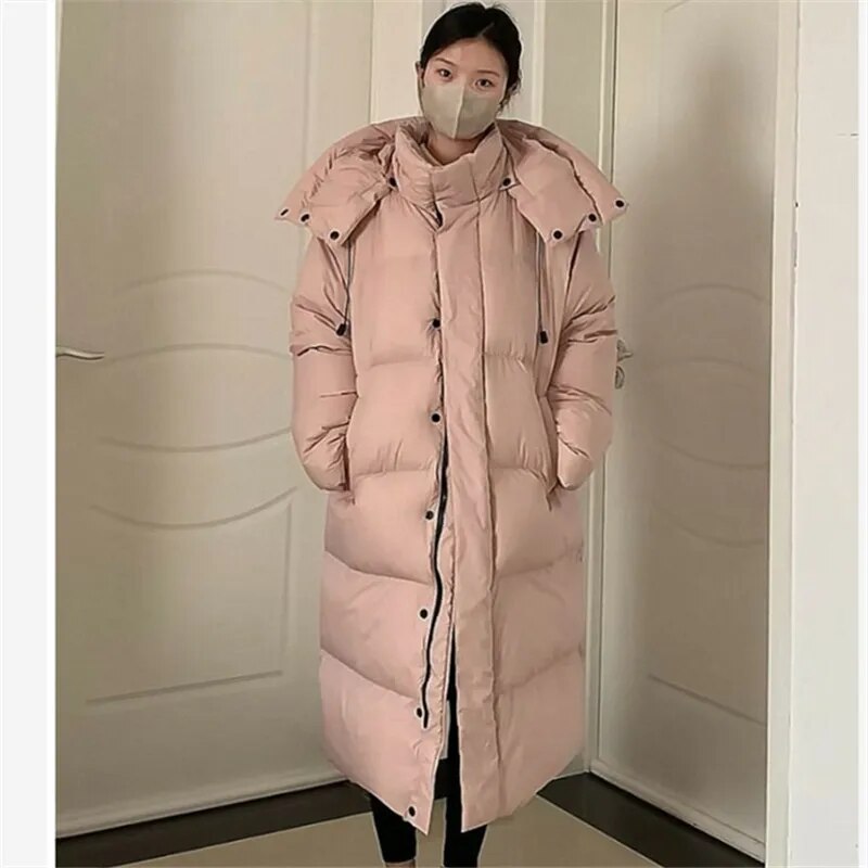2024 Winter New Long Down Padded Jacket Women Parkas Fashion Thick Warm Cotton Clothes Female Outerwear Loose Overcoat Tide W013