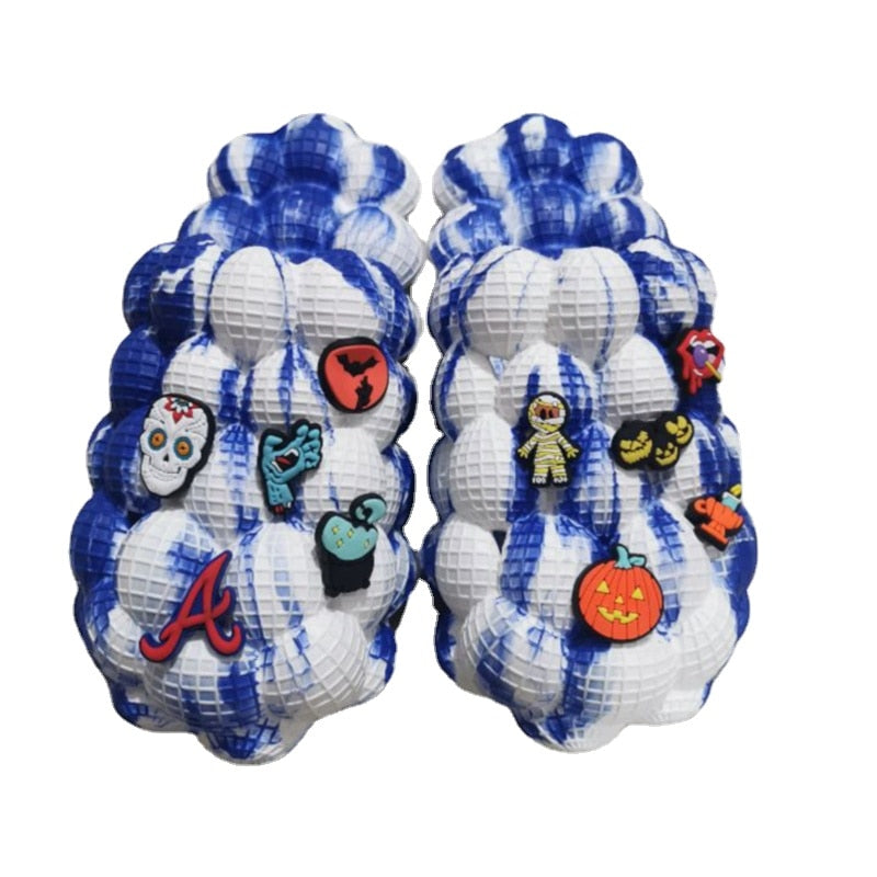 2024 Women Fashion Personality Indoor Bathroom Bubble Slides With Charms Men Lady Beach Thick Sole Massage Slippers