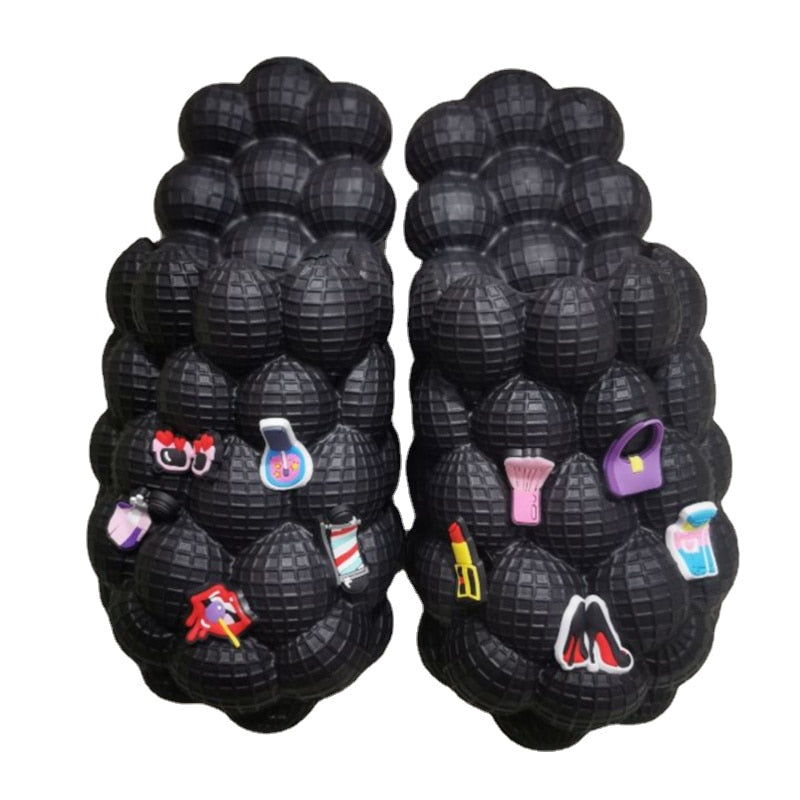 2024 Women Fashion Personality Indoor Bathroom Bubble Slides With Charms Men Lady Beach Thick Sole Massage Slippers