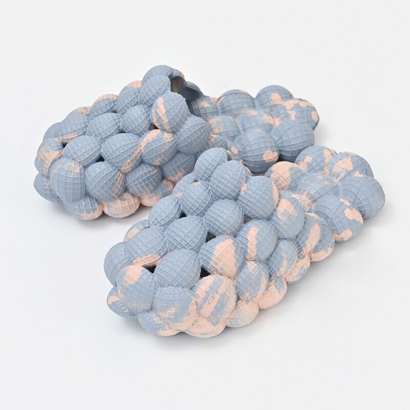 2024 Women Fashion Personality Indoor Bathroom Bubble Slides With Charms Men Lady Beach Thick Sole Massage Slippers Blue-pink
