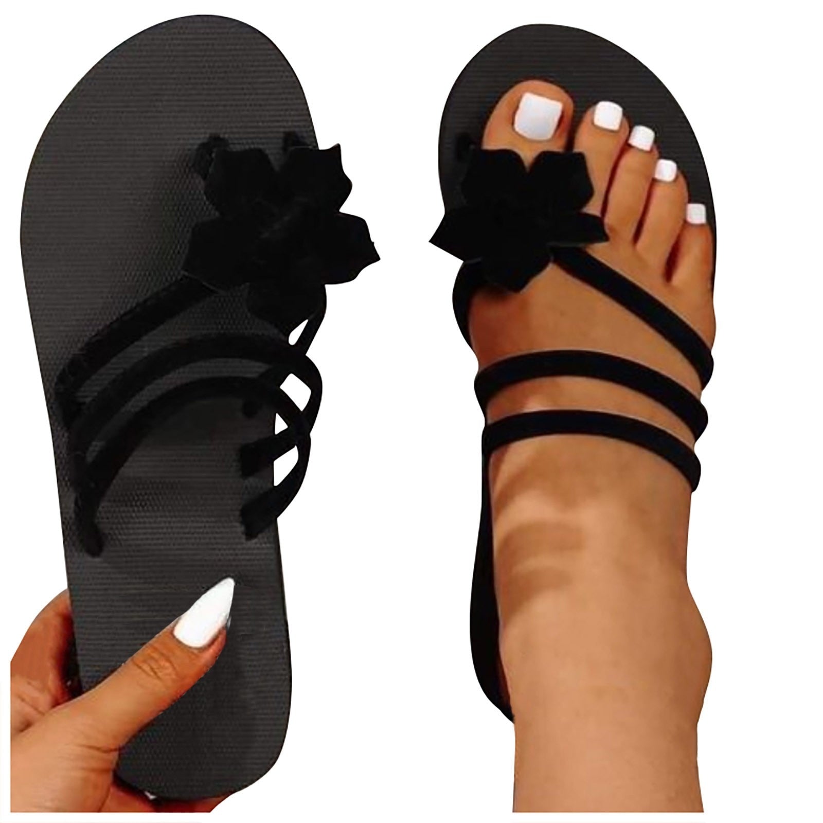 2024 Women Slippers Outdoor Light Weight Cool Shoes Ladies Flat Flip-flop Black Non-slip Basic Home Sandals Chaussures Femme