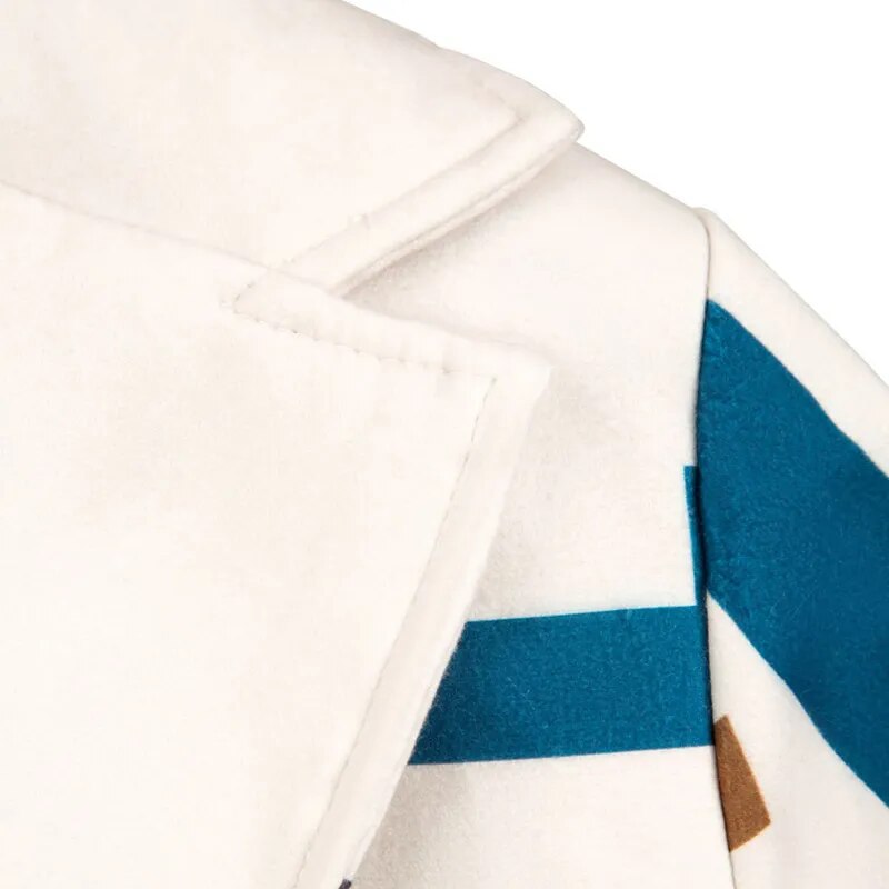 2024 Women's Fashion New Autumn and Winter Windbreakers Casual Loose Temperament Retro Print White Long Plush Ladies Coat