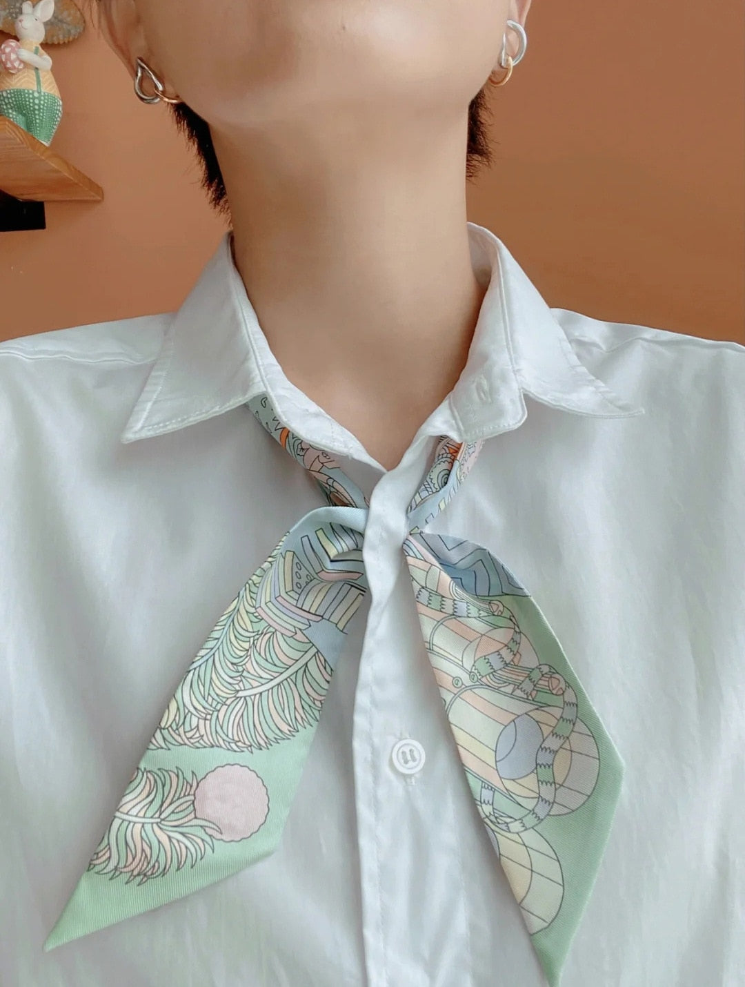 2024 new mulberry silk silk tie bag long silk scarf star internet celebrity same style suit scarf streamer headband