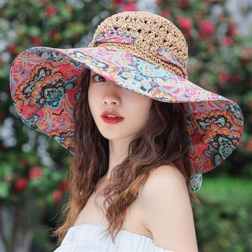 2024 new seaside hat summer beach hat female visor hat fashion fisherman's hat sunscreen sun hat anti-UV straw hats for women AMAIO