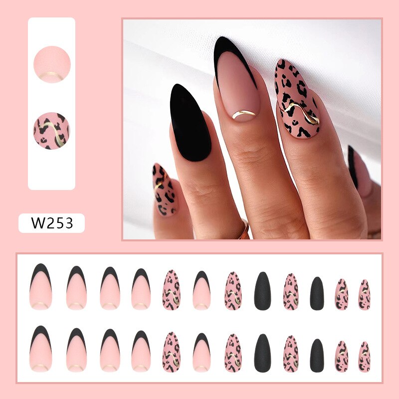 24P Removable Ballerina Press On Nail Art Long Round Head Fake Nails Full Cover Artificial Wearing Reusable False Nails Finished W253