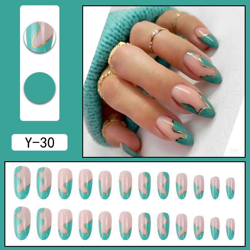 24P Removable Ballerina Press On Nail Art Long Round Head Fake Nails Full Cover Artificial Wearing Reusable False Nails Finished