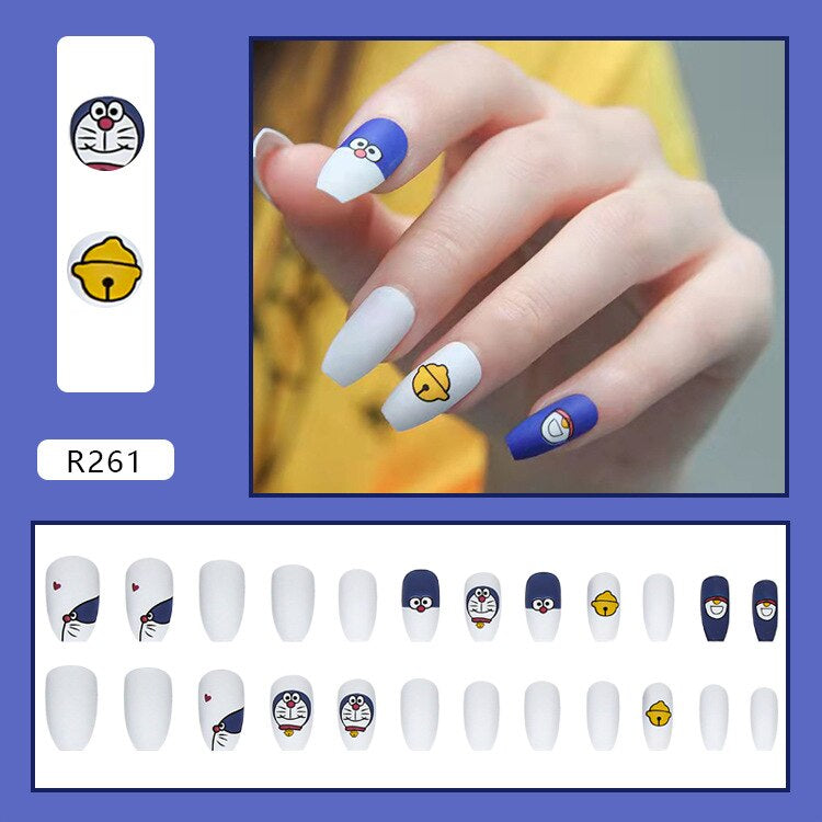 24Pcs/Box Sweet Short Round/Square Head False Nail Art Full Cover Detachable Artificial Fake Nails Ballerina Press on Nails Tips R261