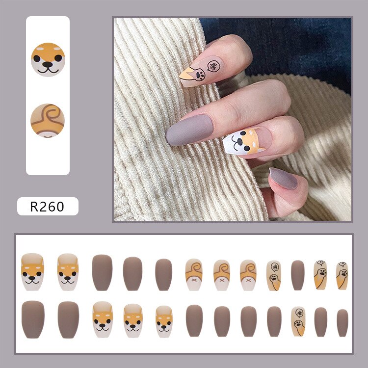 24Pcs/Box Sweet Short Round/Square Head False Nail Art Full Cover Detachable Artificial Fake Nails Ballerina Press on Nails Tips R260