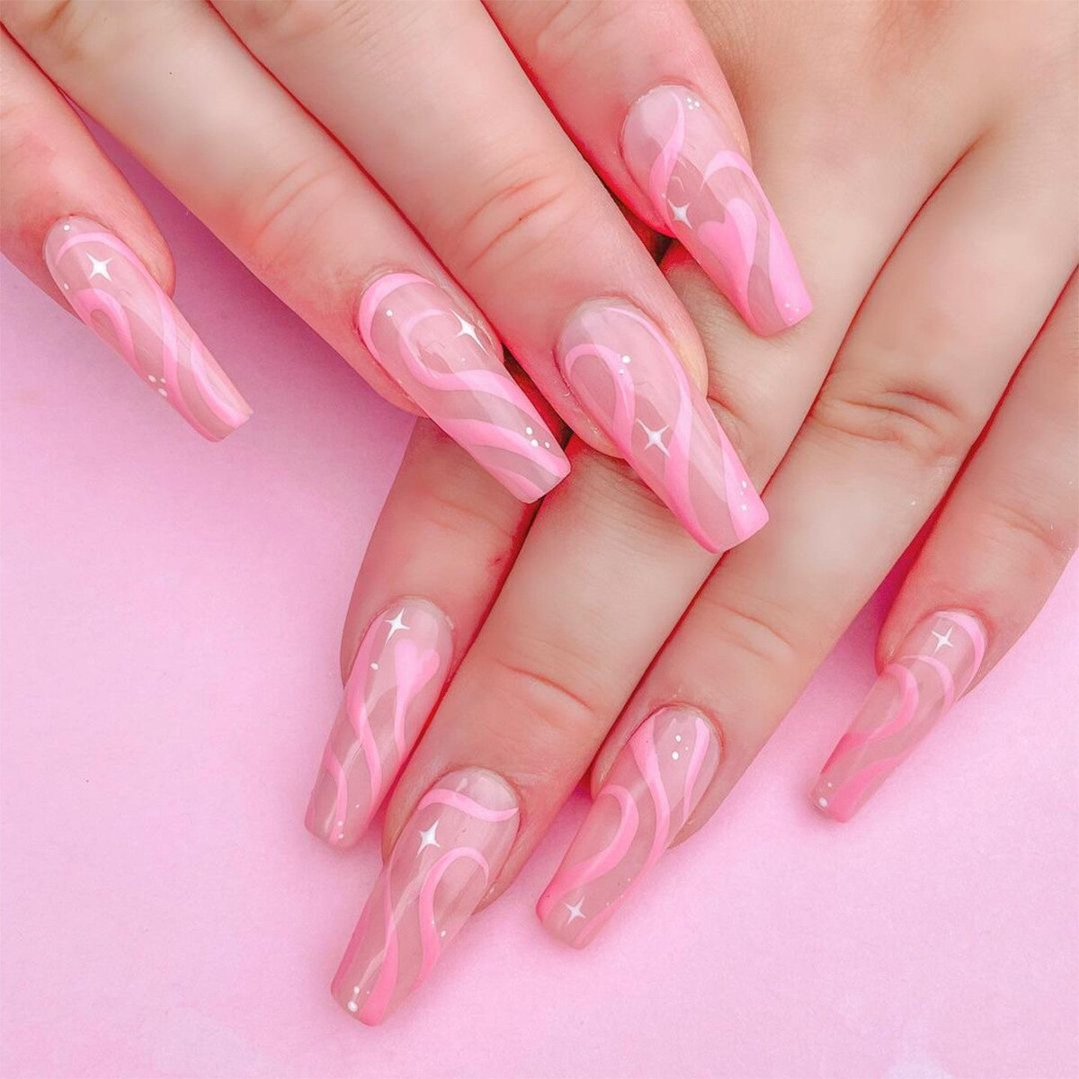 24Pcs/Box White French Fake Nails Press on Long XL Length Rhinestone Design False Nails Full Cover Acrylic Nail Tips JZJ-JP1189