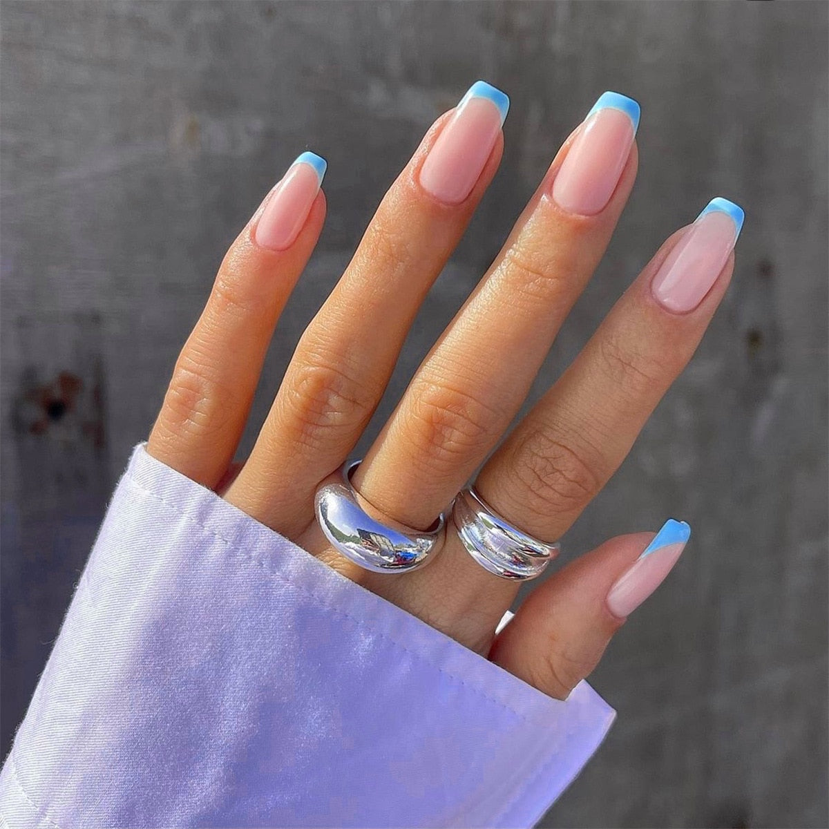 24Pcs/Box White French Fake Nails Press on Long XL Length Rhinestone Design False Nails Full Cover Acrylic Nail Tips JZJP-JP1124
