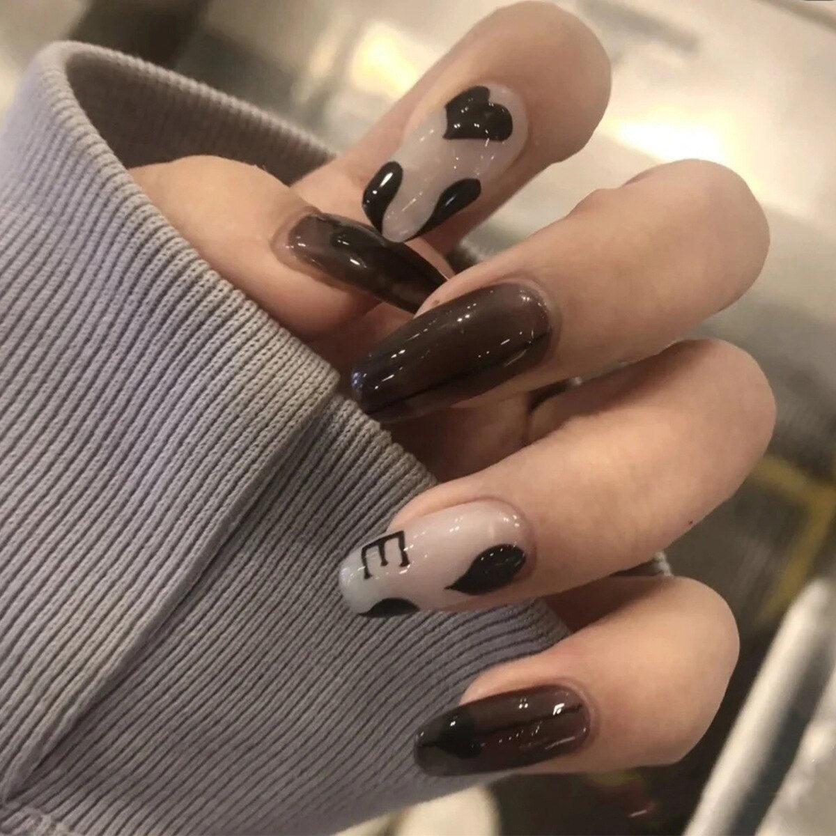 24Pcs/Box White French Fake Nails Press on Long XL Length Rhinestone Design False Nails Full Cover Acrylic Nail Tips JZJP-JP1388