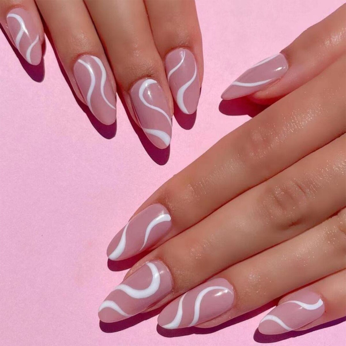 24Pcs/Box White French Fake Nails Press on Long XL Length Rhinestone Design False Nails Full Cover Acrylic Nail Tips JZJ-JP1070