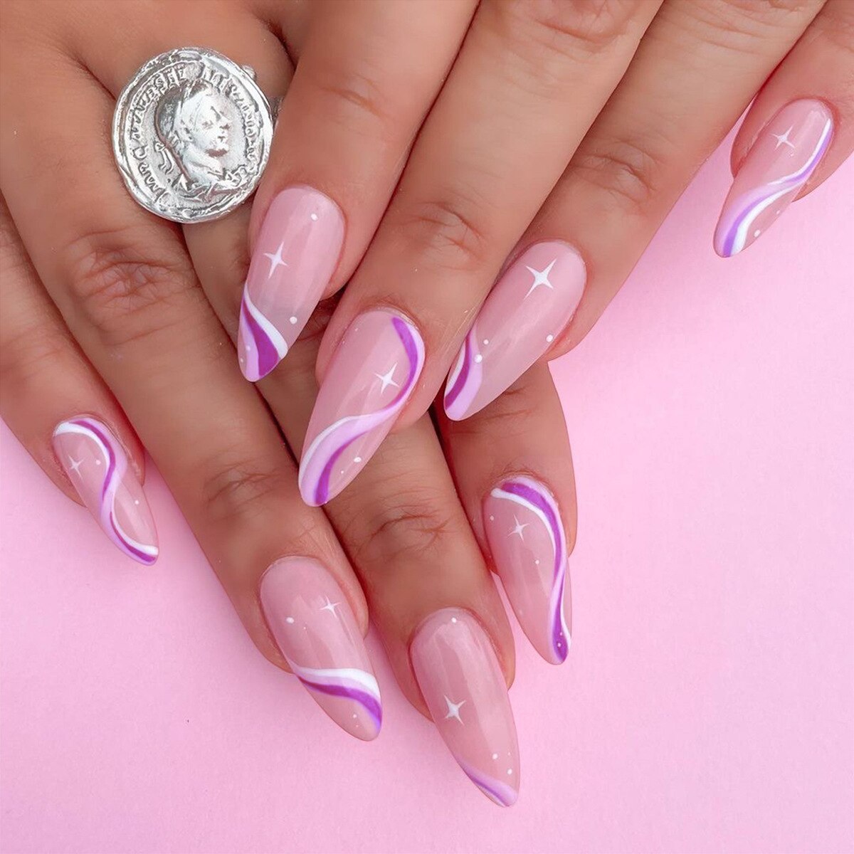 24Pcs/Box White French Fake Nails Press on Long XL Length Rhinestone Design False Nails Full Cover Acrylic Nail Tips JZJ-JP1068