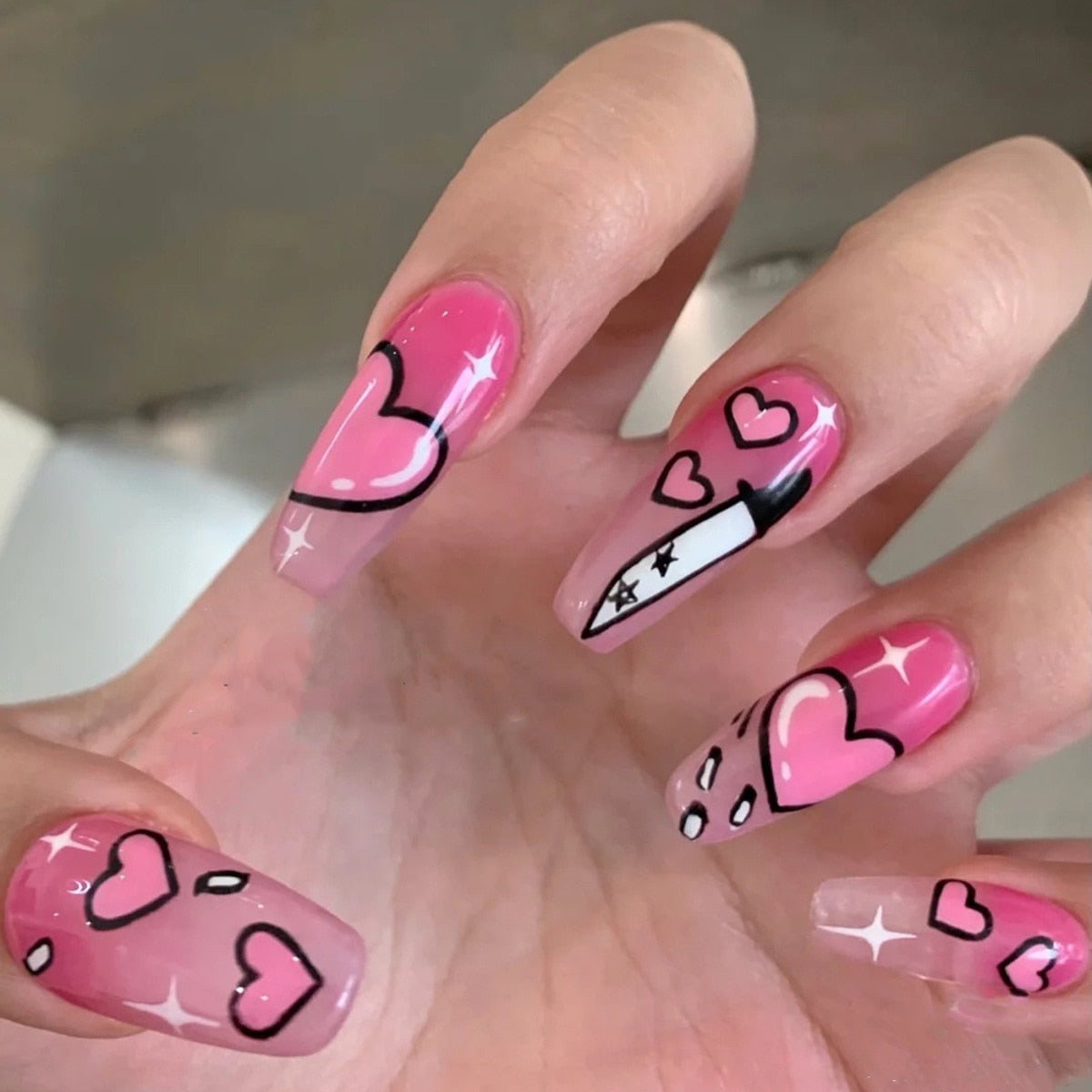 24Pcs/Box White French Fake Nails Press on Long XL Length Rhinestone Design False Nails Full Cover Acrylic Nail Tips JZJP-JP1226