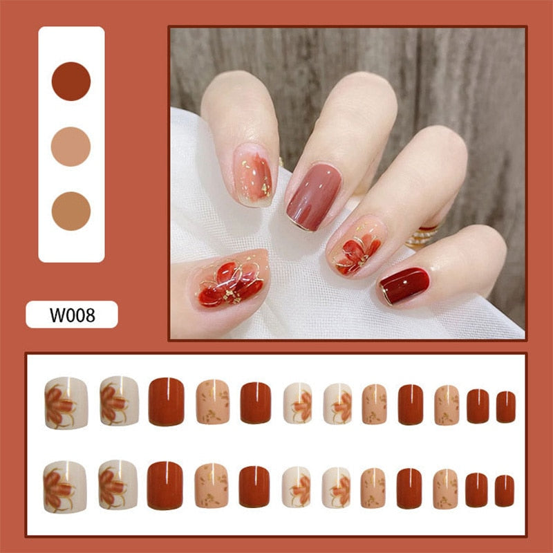 24Pcs/Box White French Fake Nails Press on Long XL Length Rhinestone Design False Nails Full Cover Acrylic Nail Tips JZJ-W008
