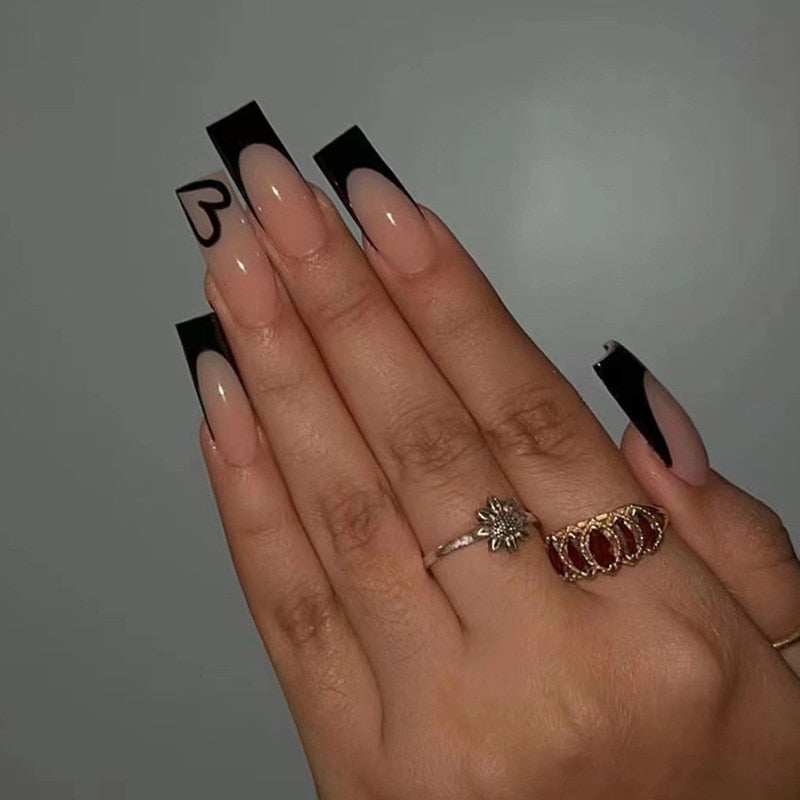 24Pcs Christmas Exclusive False Nails Wearable Long Xmas Style Fake Nails Elk Snowflake Design Full Cover Press on Nail tips 343