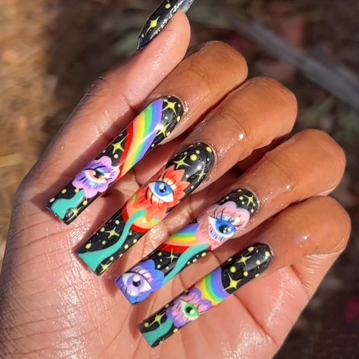 24Pcs Christmas Exclusive False Nails Wearable Long Xmas Style Fake Nails Elk Snowflake Design Full Cover Press on Nail tips 16