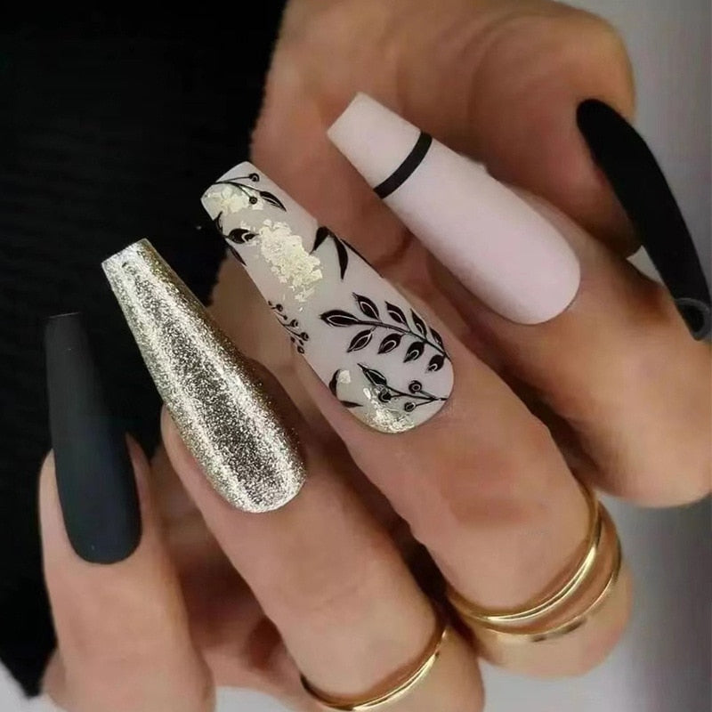 24Pcs Christmas Exclusive False Nails Wearable Long Xmas Style Fake Nails Elk Snowflake Design Full Cover Press on Nail tips 2014