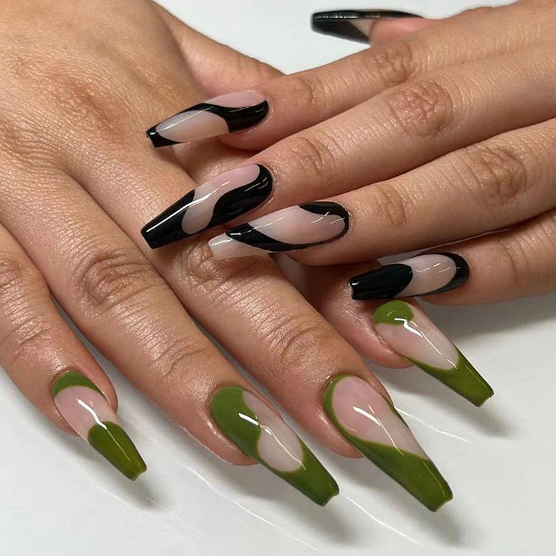 24Pcs Fashion Wearable Nail Art Butterfly Design Detachable Nude Color Coffin Fake Nails with Glue Full Cover Press on Nails MT703JP1470