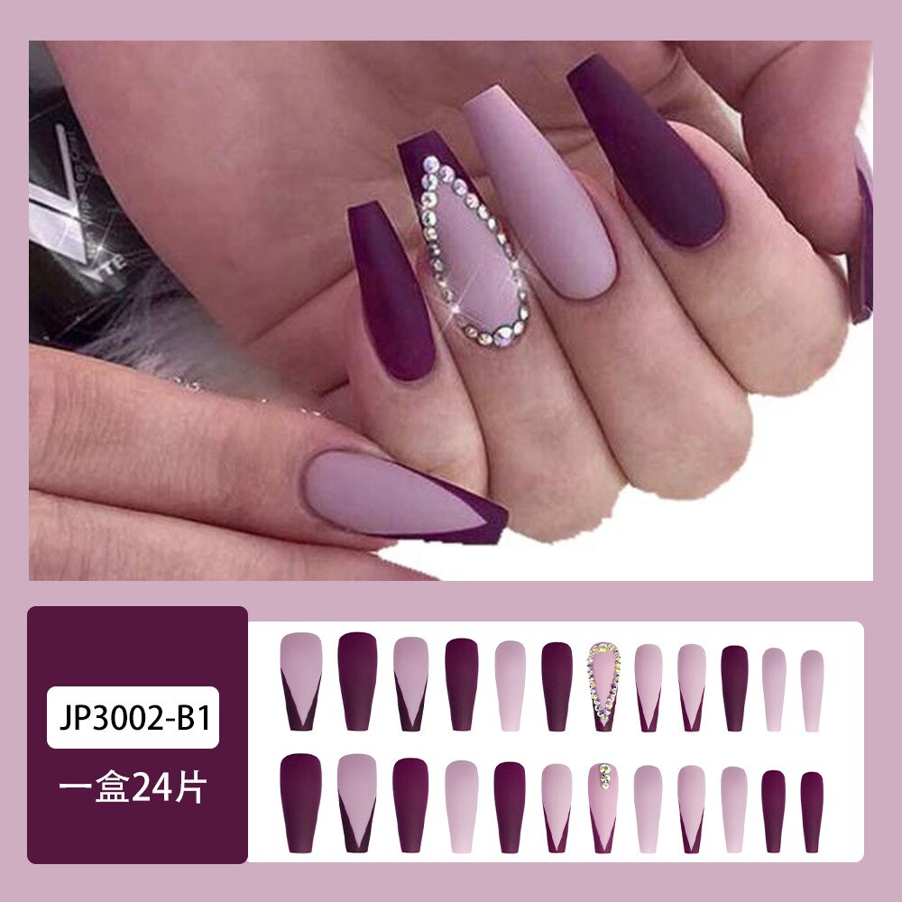 24Pcs Fashion Wearable Nail Art Butterfly Design Detachable Nude Color Coffin Fake Nails with Glue Full Cover Press on Nails MT580JP3002B1V
