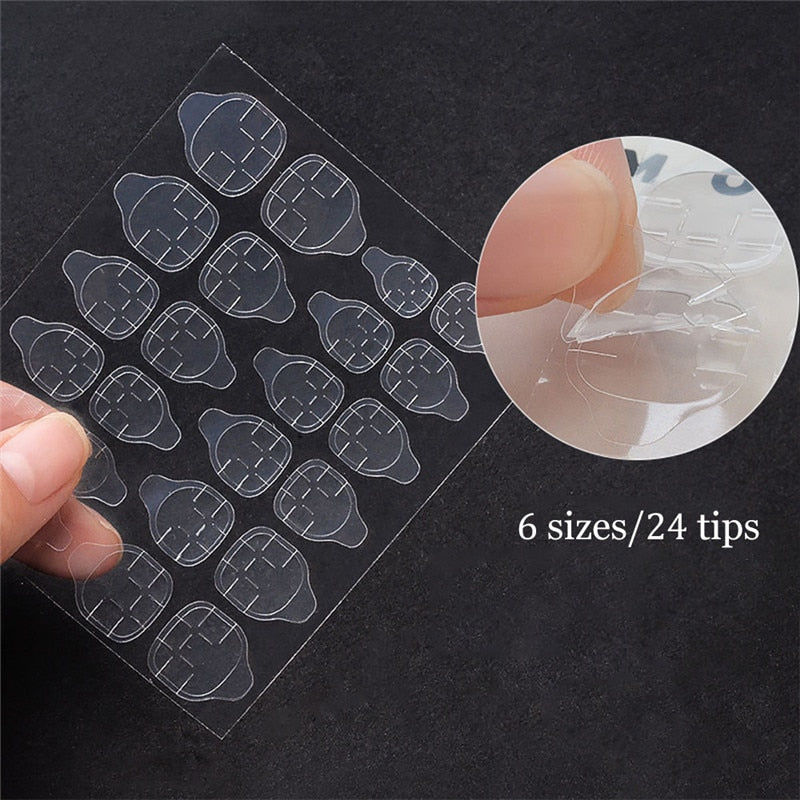 24Pcs Long Love Bow Design French Style Fake Nails Cute Flowers Blue Flame Detachable Press on False Nail Tips Manicure Nail Art 1 Sheet