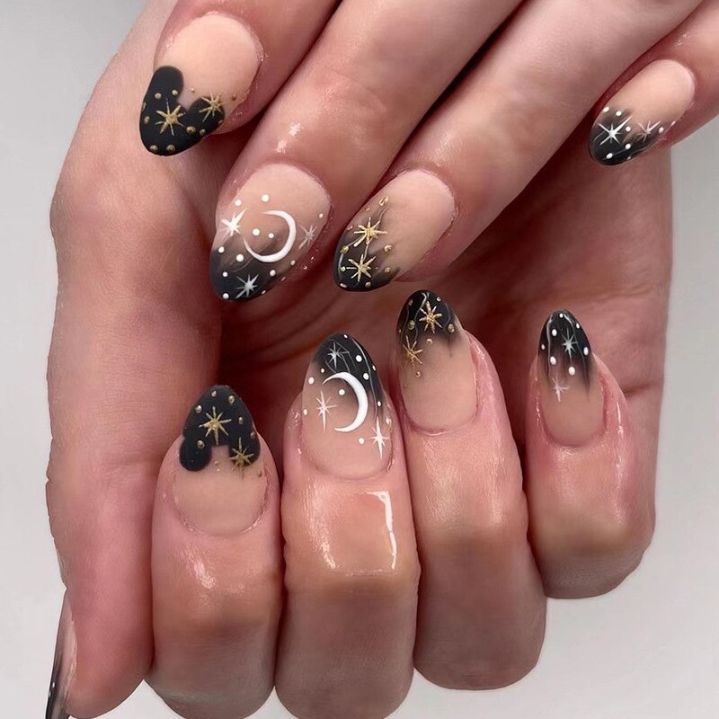 24Pcs Pink Round Head Almond Fake Nails with Heart Shape Rhinestone Wearable Ballerina False Nail Tips Full Cover Press on Nail 2480