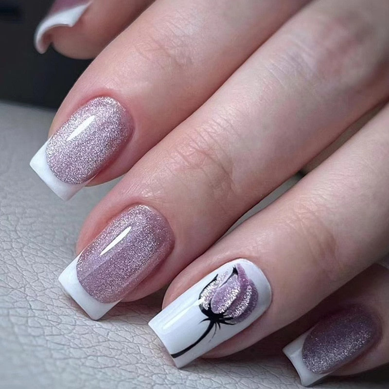 24Pcs Purple Y2K Press on Nails Star Diamond Designs Full Cover Fake Nails Long Coffin Acrylic False Nails for Women 2024 New YA-15