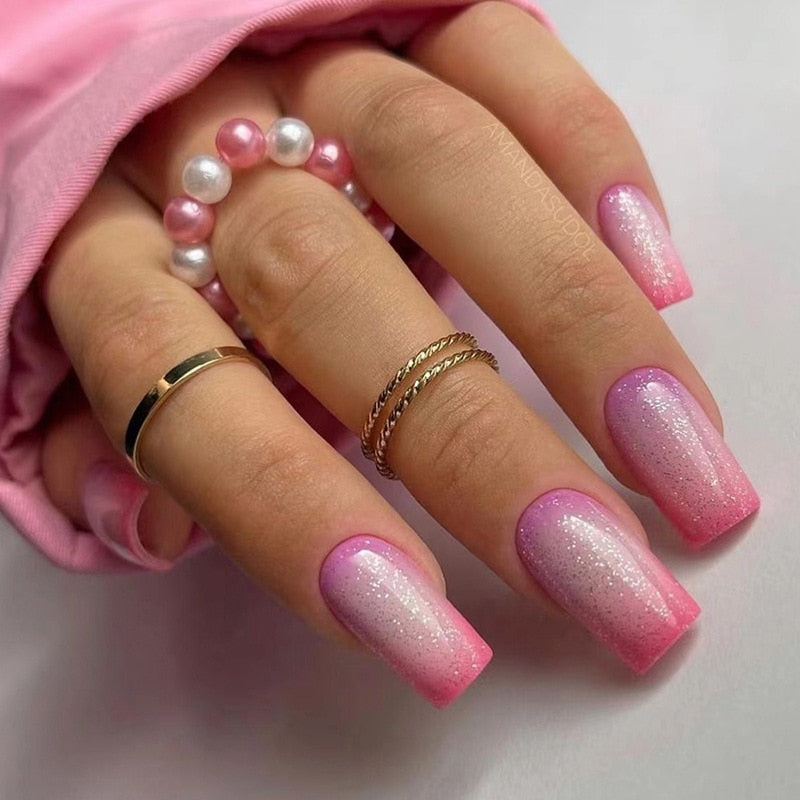 24Pcs Purple Y2K Press on Nails Star Diamond Designs Full Cover Fake Nails Long Coffin Acrylic False Nails for Women 2024 New YA-14