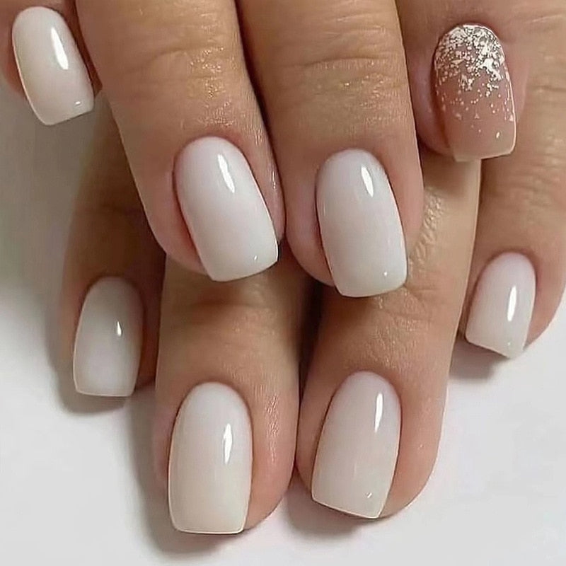 24Pcs Rose Red Black Contrast Color False Nails Coconut Tree Pearl White French Fake Nails Ballerina Coffin Manicure Tool 35