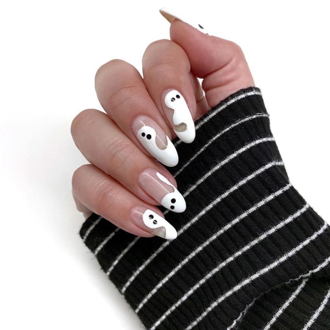24Pcs/Set Fake Nails With Glue Full Cover Nail Tips Press On Med Nails DIY Manicure Oval Head False Nails Pink Almond Artificial JP1234 -24Pcs-Set